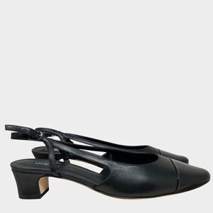 Vaneli Aliz Slingback Kitten Heel 11.5 Black Nappa Leather Patent Cap Toe‎